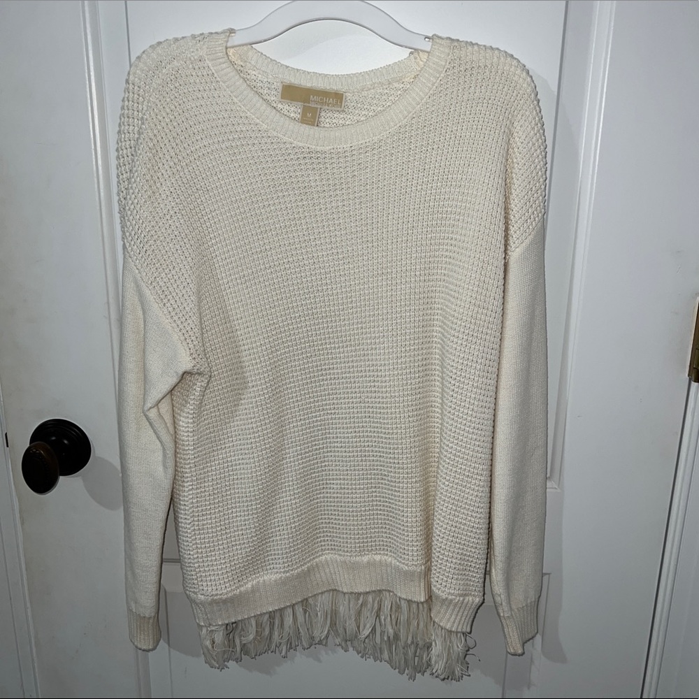 White Fringe Sweater